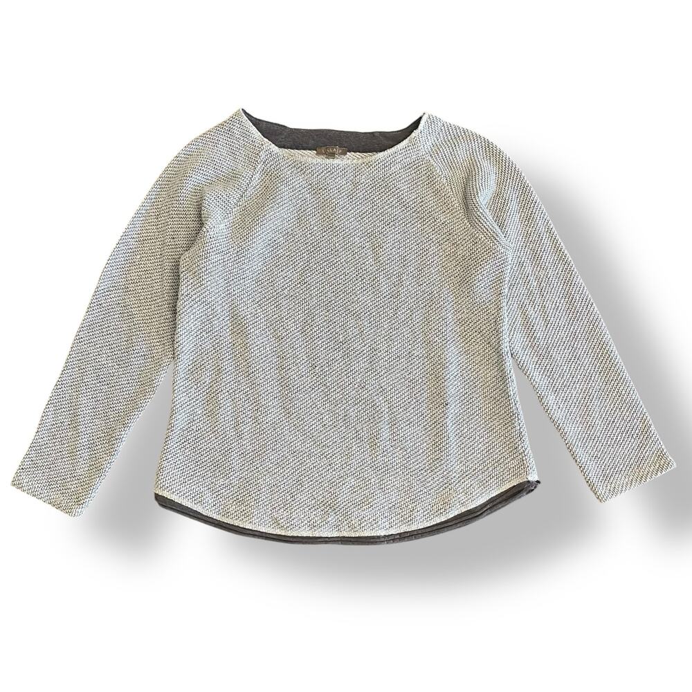 Lilla P Textured Boatneck Sweater Womens Size L‎ Gray Comfy Winter Minimalist